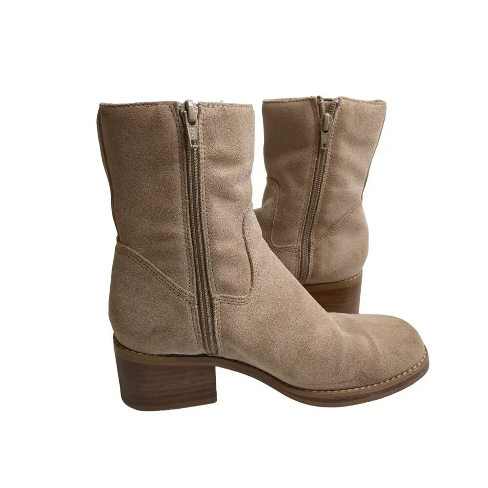 Candies Ankle Boot Womens 6 Tan Y2K Country Western Suede Leather Side Zip‎
